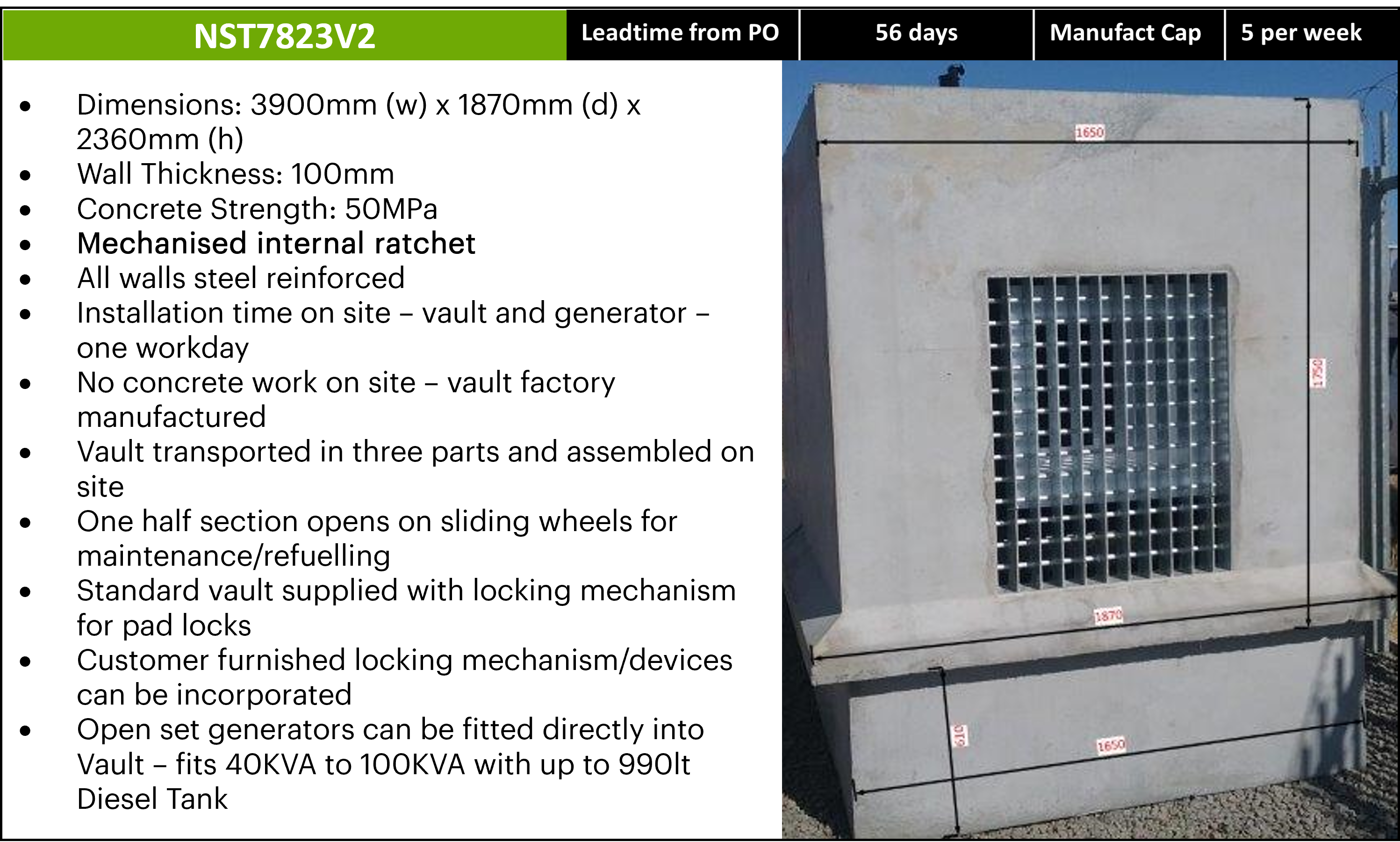mechanised vault specs